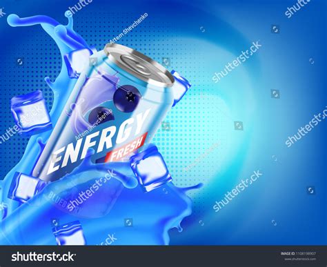 Blueberry Cold Energy Drink In Metal Can With Royalty Free Stock