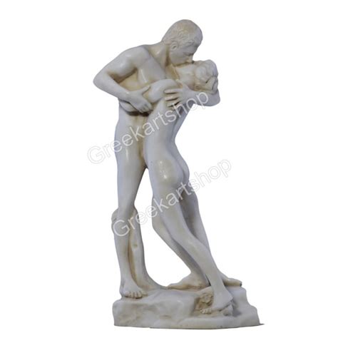 Couple Kiss Lovers Nude Female Male Erotic Art Statue Sculpture Figure Cast Marble