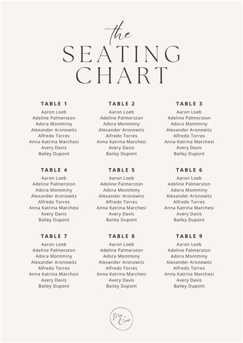 Free Custom Printable Seating Chart Templates Canva