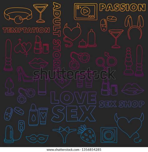 Vector Set Sex Shop Icons Erotic Stock Vector Royalty Free Shutterstock