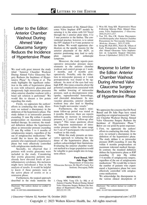 PDF Response To Letter To The Editor Anterior Chamber Washout During