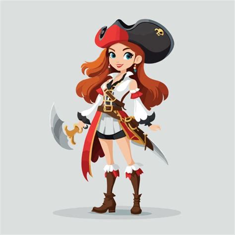 Premium Vector Lady Pirate Vector On White Background