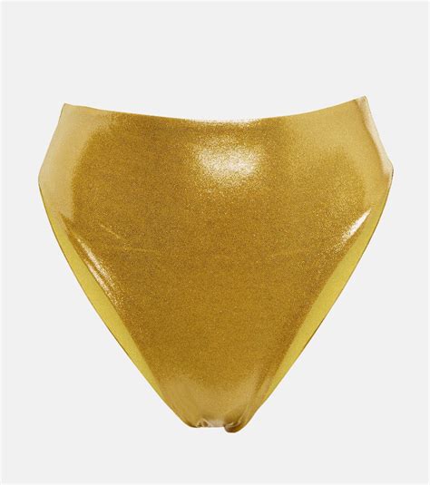 Incline High Rise Bikini Bottoms In Gold Jade Swim Mytheresa