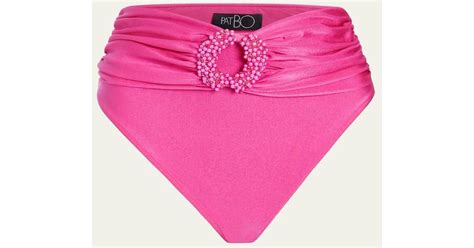 Patbo Hand Beaded V Shape Bikini Bottoms In Pink Lyst