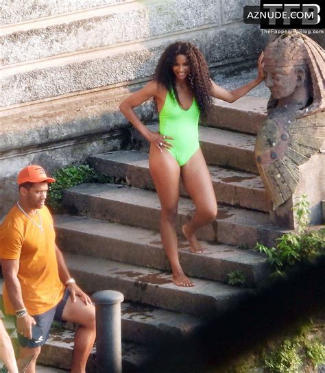 Ciara Sexy Seen Flaunting Her Hot Bikini Body Wearing A Lime Green Swimsuit In A Villa Out Lake