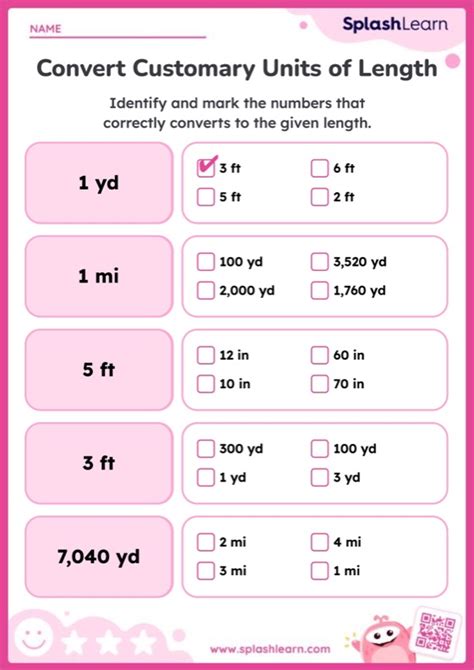 Convert Customary Units Of Length Printable Math Worksheet