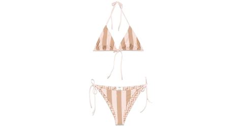Fendi Striped Triangle Bikini Set In White Lyst