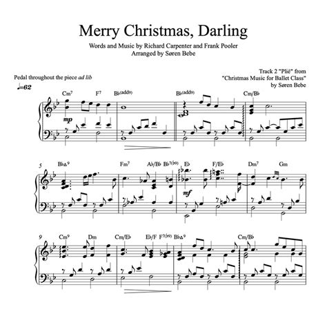 Merry Christmas Darling Carpenters Piano Solo Sheet Music PDF