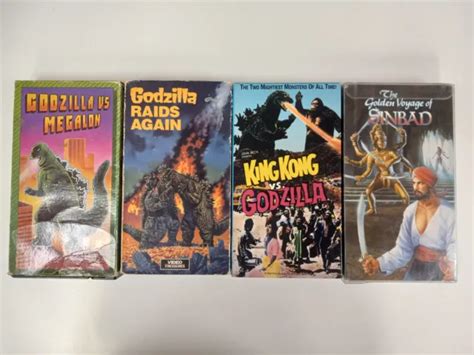 Godzilla Vhs Lot Sinbad Megalon Godzilla Vs King Kong Godzilla