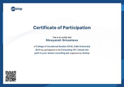 Consulting 101 Webinar Certificate Unstop Pdf