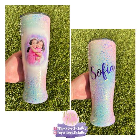 Termo Personalizado Con Glitter Colores Pasteles Detalles