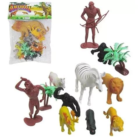 Kit Miniatura Brinquedo Animais Selvagens Selva Borracha Parcelamento