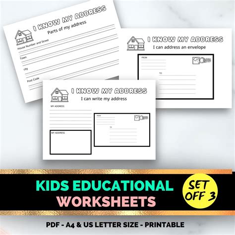 Printable I Know My Address, Address Worksheet, Postcode, Homeschooling