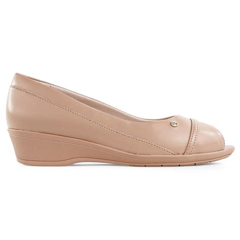 Sapato Comfortflex Peep Toe Feminino Nude Nude
