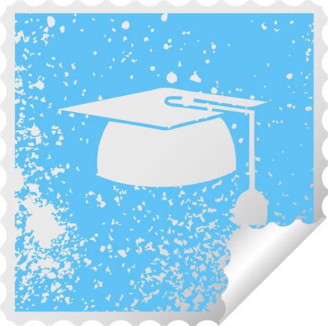 Distressed Square Peeling Sticker Symbol Graduation Hat 38110459 Png