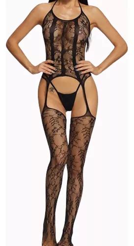 2024 Lingerie Erótica Renda Meia Peça Única Sexy Coordenada Parcelamento sem juros