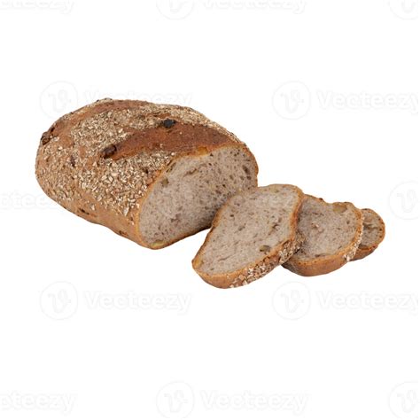 Whole Grain Sliced Bread Cut Out Isolated Transparent Background