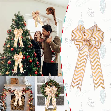 Milexda Christmas Bow Outdoor Decorations 43cm Large Christmas Tree Top