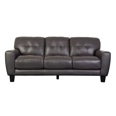 Penner Top Grain Leather Sofa Gray Homesquare