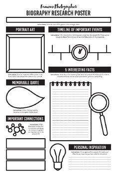 famous photographer biography poster template  creatinglearn tpt