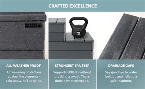 Heavy Duty Hot Tub Steps Graphite Gray DENKOE