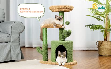 Petepela Small Cactus Cat Tree Cm Modern Scratching Post For Small To