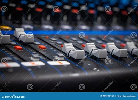 Sound Mixer Professional Audio Mixing Console With Lights Stock Photo