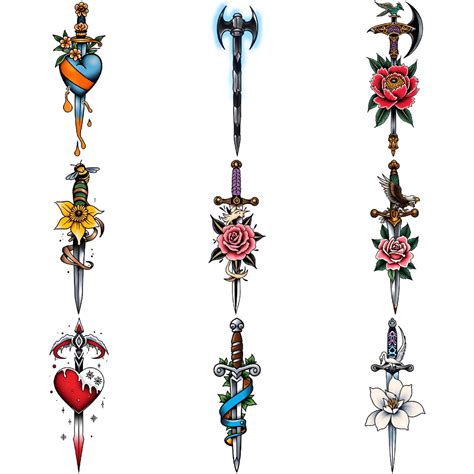 sheets temporary tattoos waterproof long lasting body stickers weapon