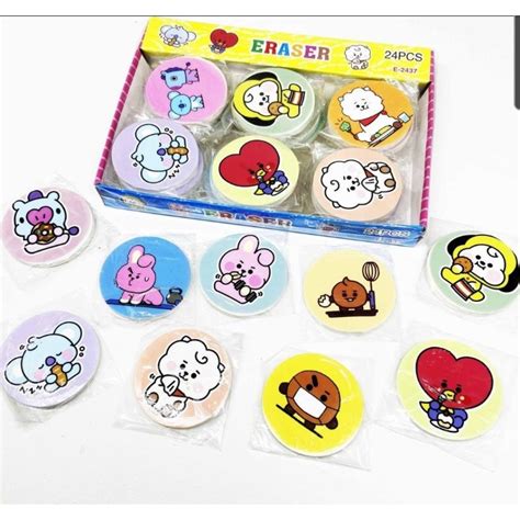 Bts BT21 Round Eraser/Cute BTS Stip Character Pencil Eraser | Shopee ...