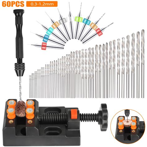 EEEkit Pin Vise Hand Drill + 48pcs Micro Twist Wood Drill Bits + 10pcs PCB Drill Bits + Bench ...