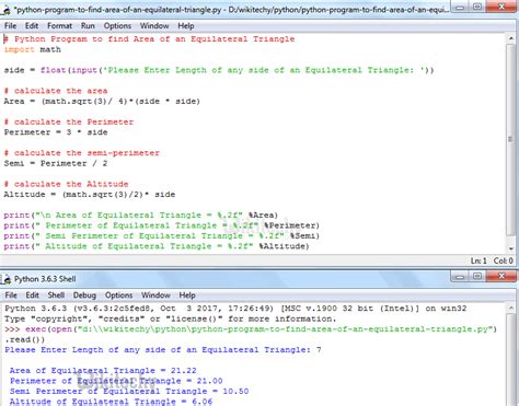 Python Tutorial Python Program To Find Area Of An Equilateral