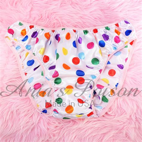 Anias Poison Full Polka Dot Bikini Cut Soft Satin Lined SISSY Panties For Men MANTIES Sz S XXL