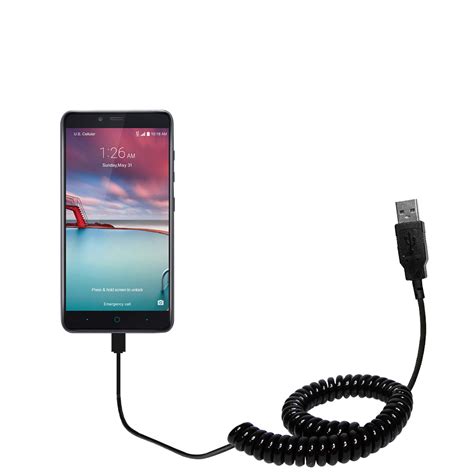 Coiled Power Hot Sync USB Cable Suitable For The ZTE Imperial Max With Both Data And Charge