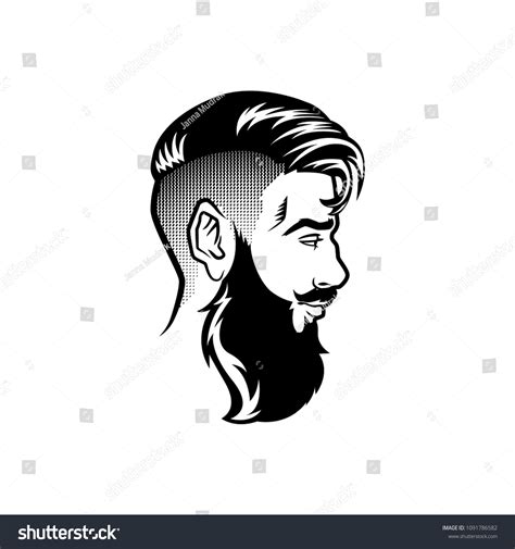 Vector Bearded Men Face Profile Hipster Vector De Stock Libre De
