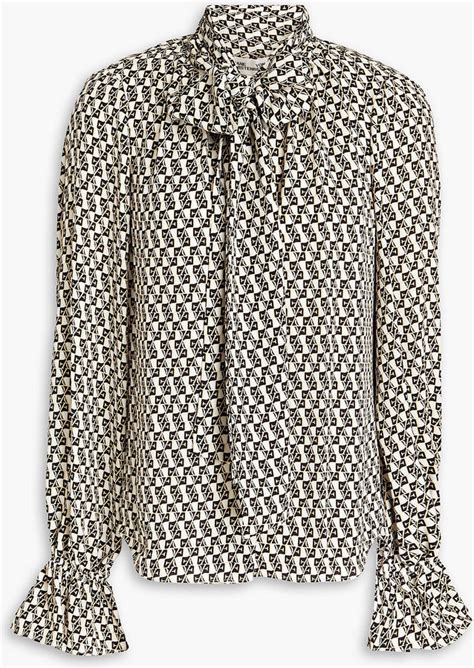 Diane Von Furstenberg Tina Pussy Bow Printed Crepe De Chine Blouse ShopStyle