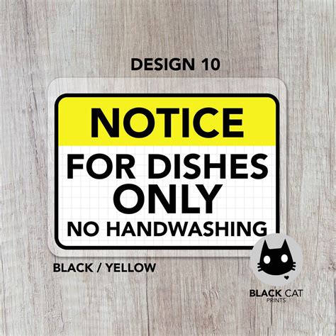 Notice For Dishes Only No Handwashing Sign Laminated Signage Sign