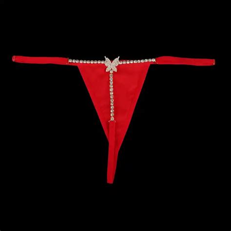 Custom Thongs With Charms Sexy Lingerie Women Butterfly Panties Open Daily Crystal Thongs