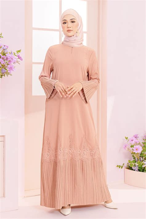 Camellia Pleated Abaya Dress Nude Pink Clasa Rtw