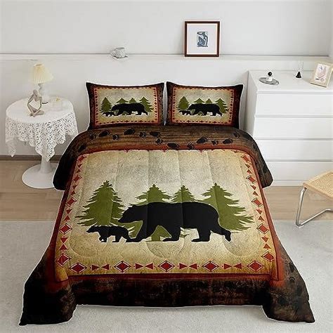 Bear Comforter Set Queen Size Rustic Farmhouse Bear Wildlife Bedding ...