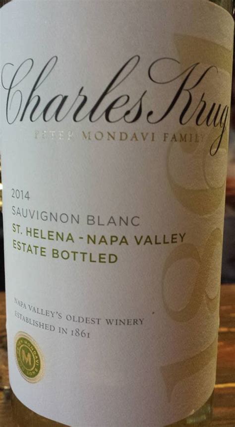 Charles Krug Sauvignon Blanc 2014 St Helena Napa Valley Vertdevin