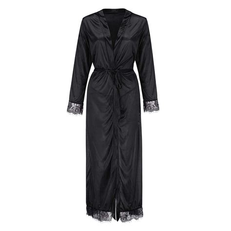 Lingerie For Women Long Silk Kimono Dressing Gown Bath Robe Nightdress Lace Bodysuit For Women