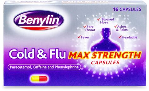 Benylin Cold And Flu Max Strength 16 Capsules Medino