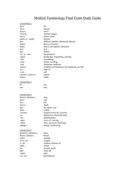 Introduction To Medical Terminology Chapter 2 Answer Key