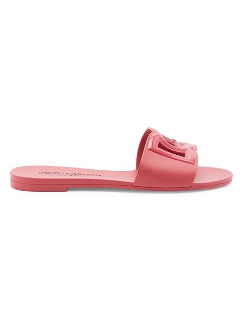 Dolce And Gabbana Interlock Logo Rubber Slides In Pink Lyst