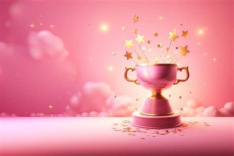 Premium Ai Image Generative Ai Winner Trophy With Flames Pink Golden