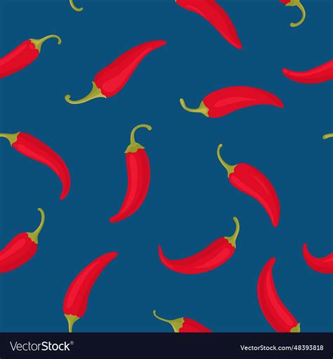 Seamless Pattern With Red Hot Chili Peppers Vector Image