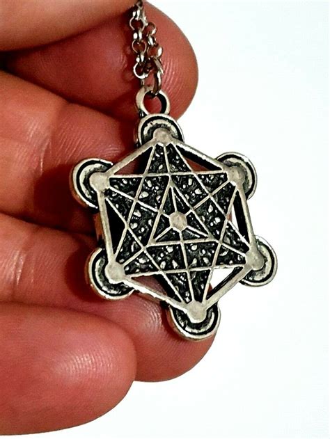 Metatrons Cube Pendant Number Kabbalah Statement Chain Necklace