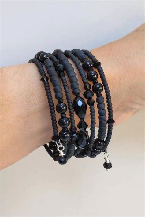 Black Memory Wire Seed Bead Bracelet Artofit