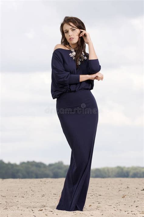 Brunette Posing In Violet Dress Stock Image Image Of Brunette Makeup