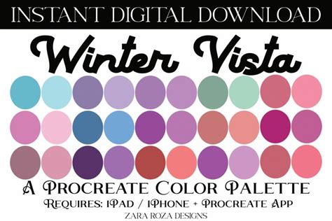 Winter Vista Procreate Color Palette Swatches